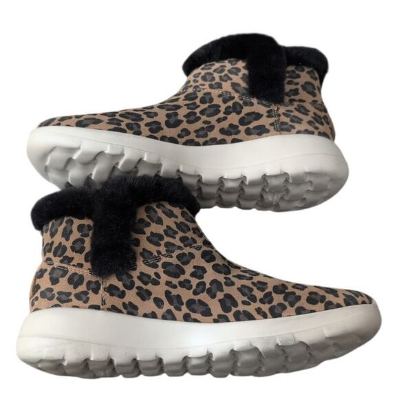 Skechers On-The-Go Joy Suede Ankle Boots “Snow Kitty” Leopard Sz 9 EUC - Picture 3 of 5